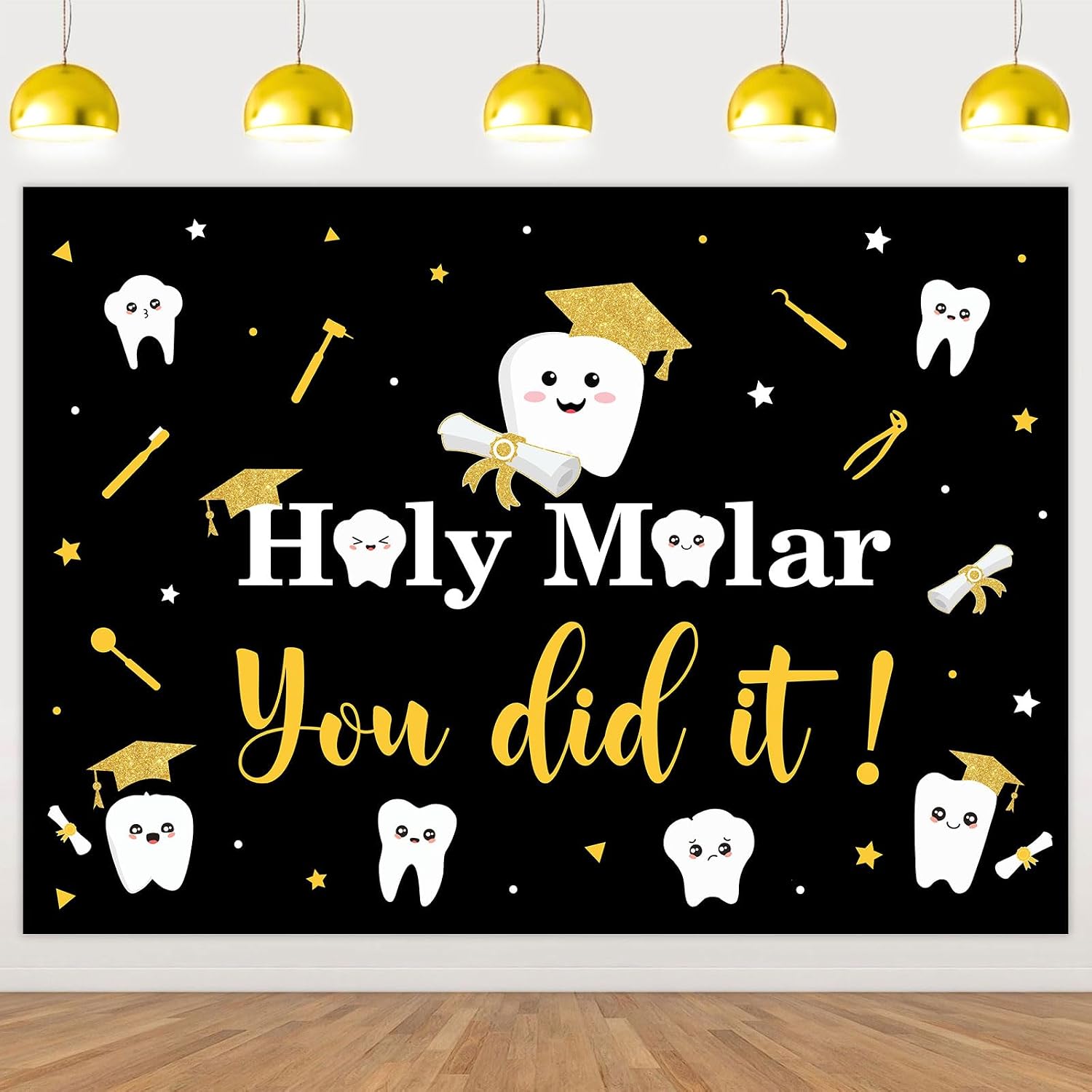 Dentist Graduation Party Decorations Holy Molar You Did It Backdrop 6.88*4.92 ft New Dental Graduation 2026 Dental School Grad Party Congrats RHD Dentist Grad Future Dentist Celebration Decor