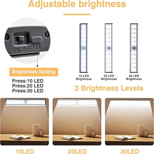 Miniatura 6 de Luz activada por movimiento, luces LED inalámbricas con 30 luces LED adhesivas en cualquier lugar, barra de luz nocturna magnética para armario,
