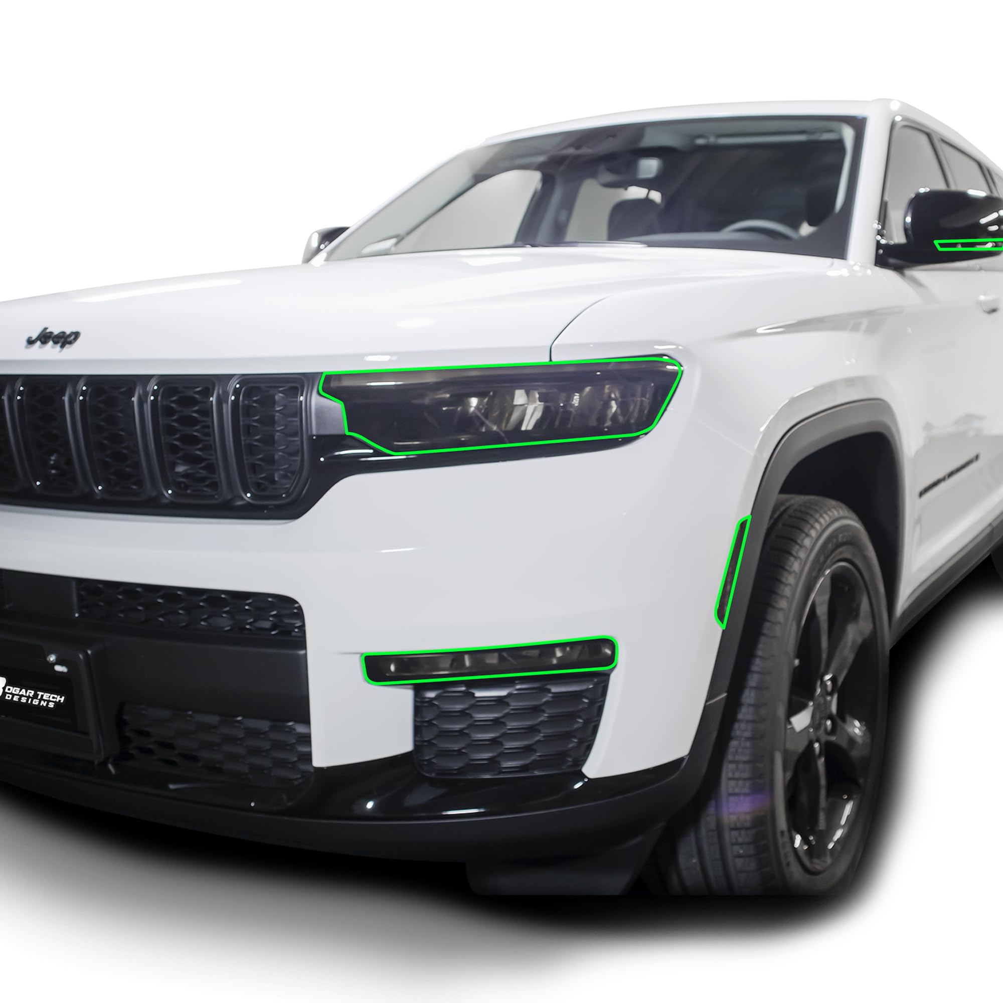 BOGAR TECH DESIGNS Full Headlight Head Light Tint Film Kit Compatible with Jeep Grand Cherokee 2022-2025, Dark Smoke