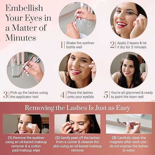 Miniatura 6 de GLAMOURSPARKLES CO. Pestañas magnéticas naturales, 5 pares