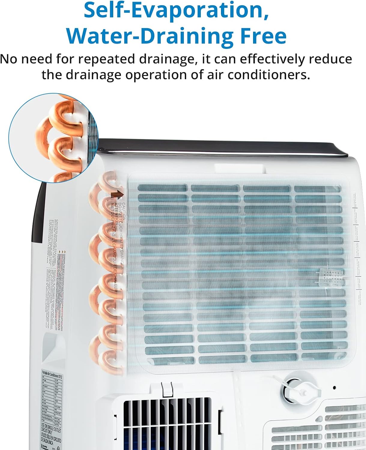 Graphic showing the portable air conditioner operating in Sleep Mode with a child sleeping peacefully, highlighting features like 24h Smart Timer, Auto Shut Off, and Ultra Quiet operation at 48 dB.