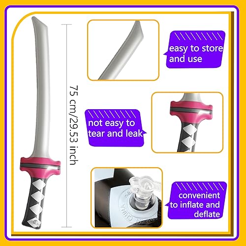 Miniatura 2 de Paquete de 24 espadas inflables ninja inflables, espadas Samurái, Katana, espadas inflables para ninja, cosplay, piscina, suministros de fiesta,