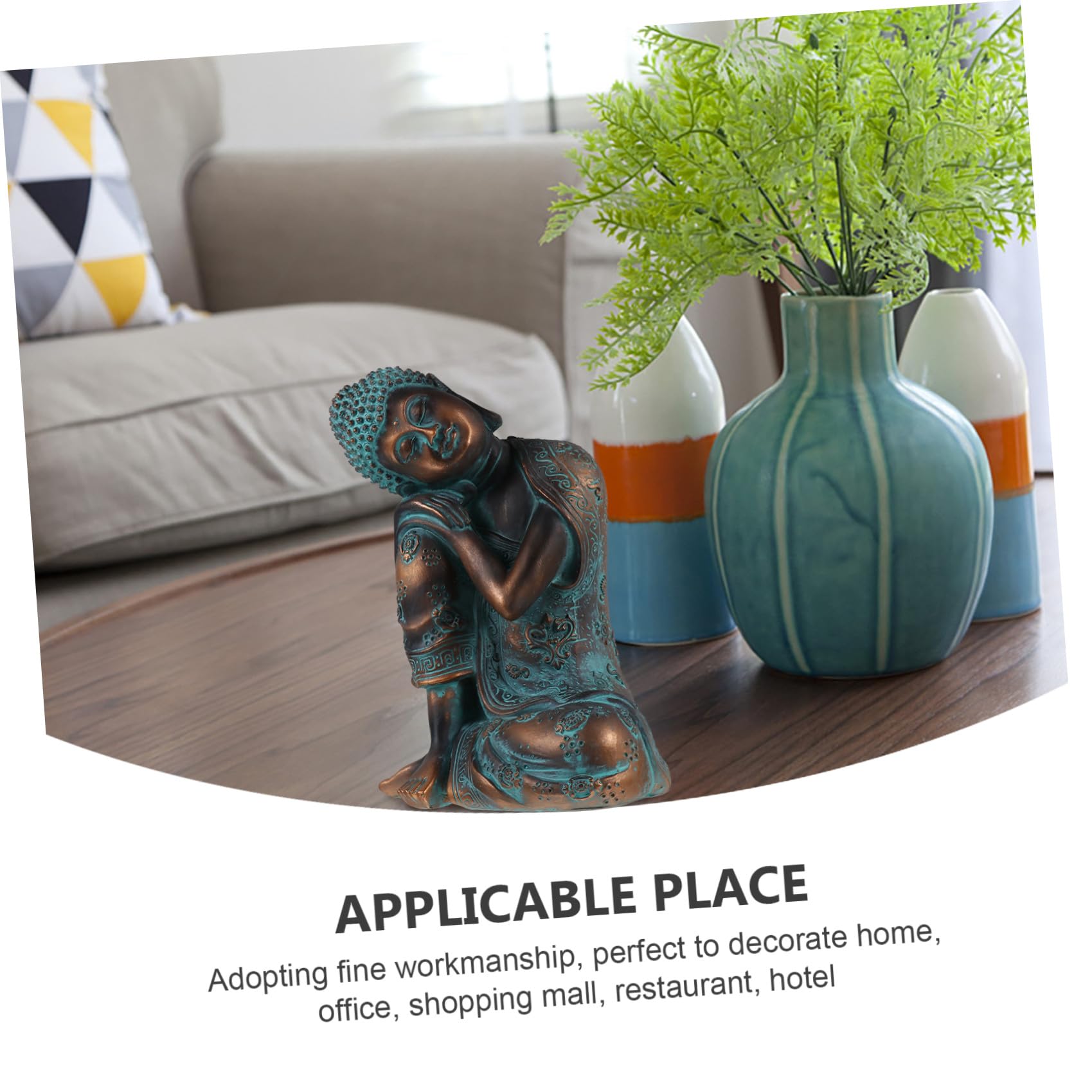 Statua Scultura Elegante in Resina Sintetica Buddha Decorativa Stile Moderno in Design Fashion per Tavolo o Scaffale per Arredamento Casa