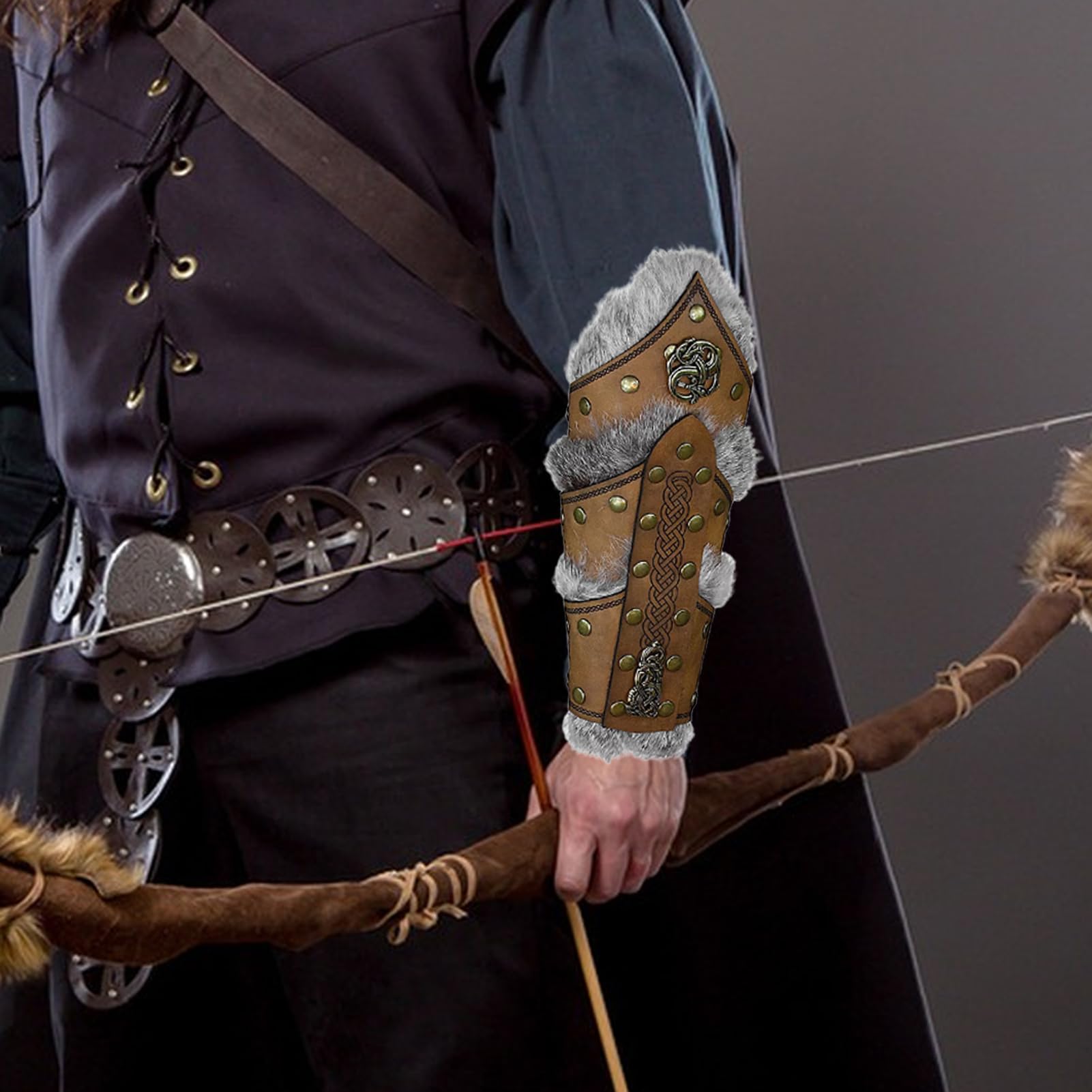 jiyun 1 Paire brassards, Médiéval Armure Brassards, Médiévaux Protège-Bras Punk Brassards en Cuir, Bracelet de gantelet médiéval, Poignet Gardes Bras Garde Tir à l'arc Brassards