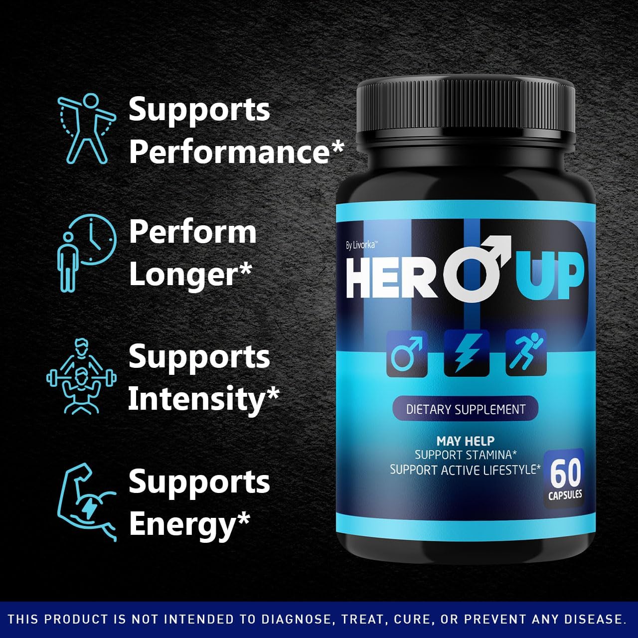 LIVORKA Hero Up Capsules - Official HeroUp Supplement Pills for Men - Maximum Strength Energy Support, All Natural Hero Up Vitamins Support for Overall Health & Wellness, 60 Capsules for 1 Month - Image 2