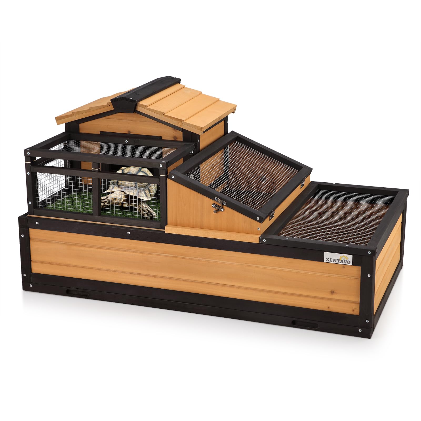 3-Room Large Tortoise Habitat with Pull-Out Tray