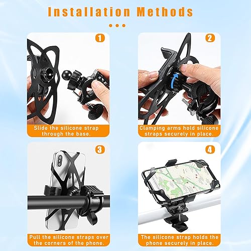 Miniatura 9 de 3 bandas de soporte para teléfono de bicicleta, correa elástica de silicona de seguridad para teléfono inteligente para motocicleta, soporte de