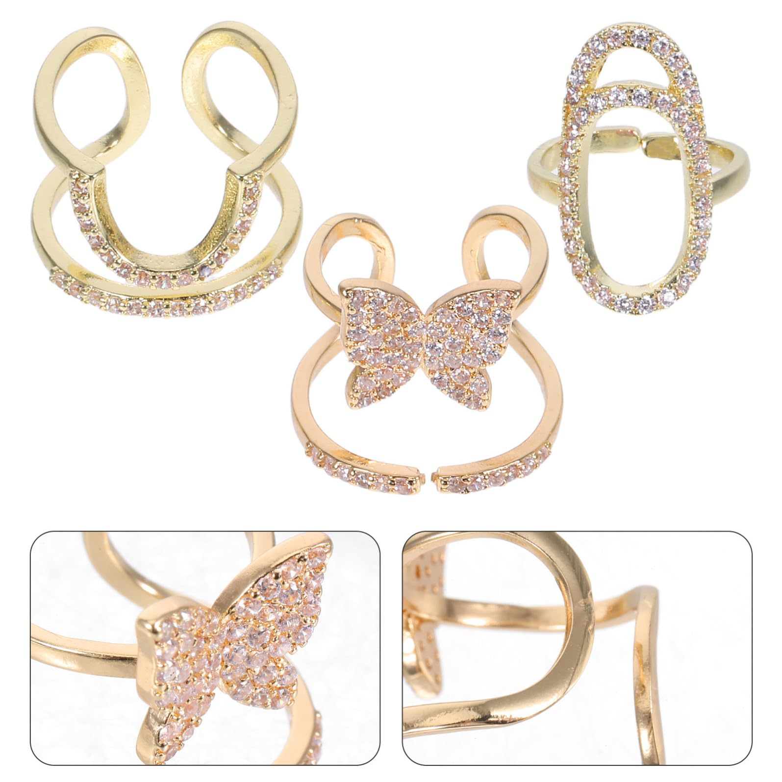 Anelli Unici per Unghie da Donna, Set da 3 Pezzi in Metallo Anallergico Design Rimovibile per Decorazione Unghie e Versatile