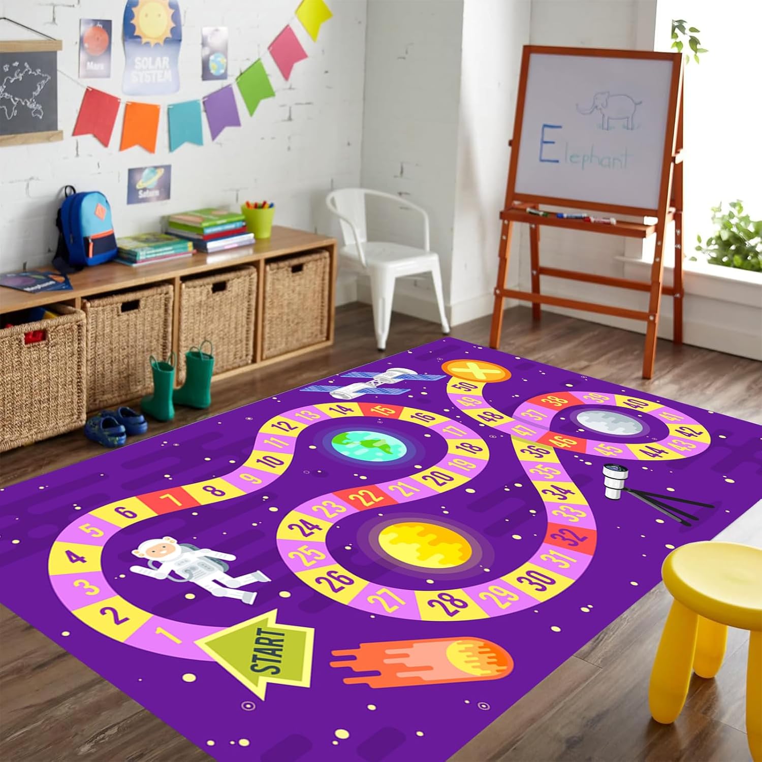 Educational 3x4ft Area Rug for Playroom, Non Slip Classroom
