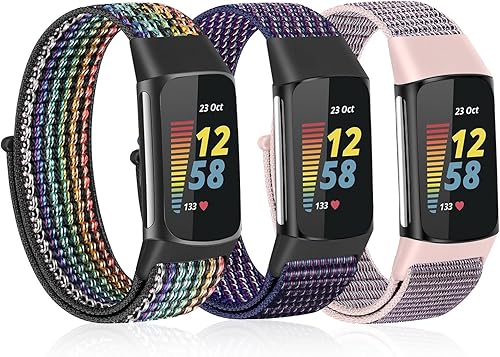 Ecogbd Nylon Ersatzarmband Kompatibel mit Fitbit Charge 5, Verstellbare Sport Ar