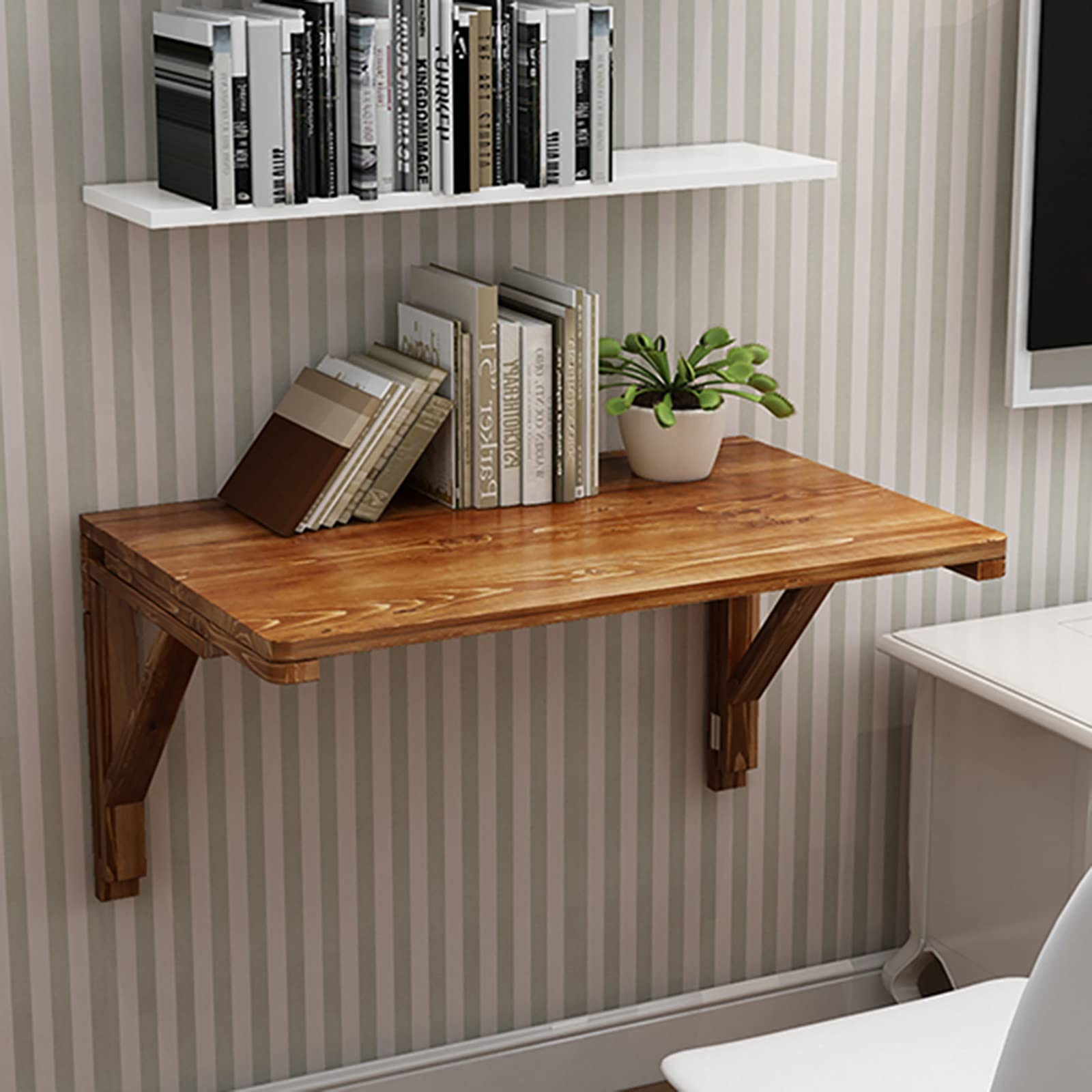 ZBBGTJK Folding Wall Table Solid Wood Wall Mounted Floating Desk Space Saving Folding Workbench for Home Office Versatile Wall Mounted Desk for Small Spaces