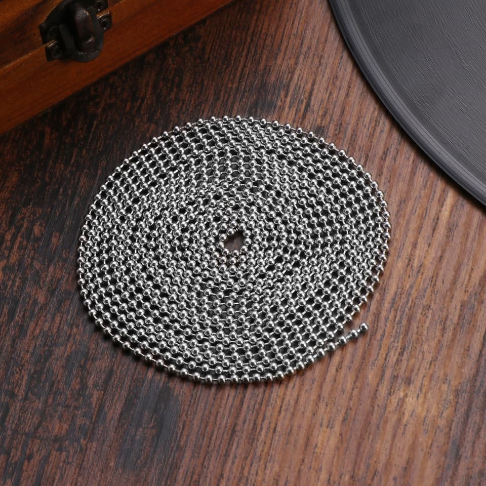 OUNONA Edelstahl Kugelkette 3 Meter Edelstahl Kette Silberkette LäNge 2.4 Mm Durchmesser Mit 10 Verbindern LäNgenverstellbar FüR DIY Schmuckherstellung SchlüSselanhäNger Und Bastelprojekte