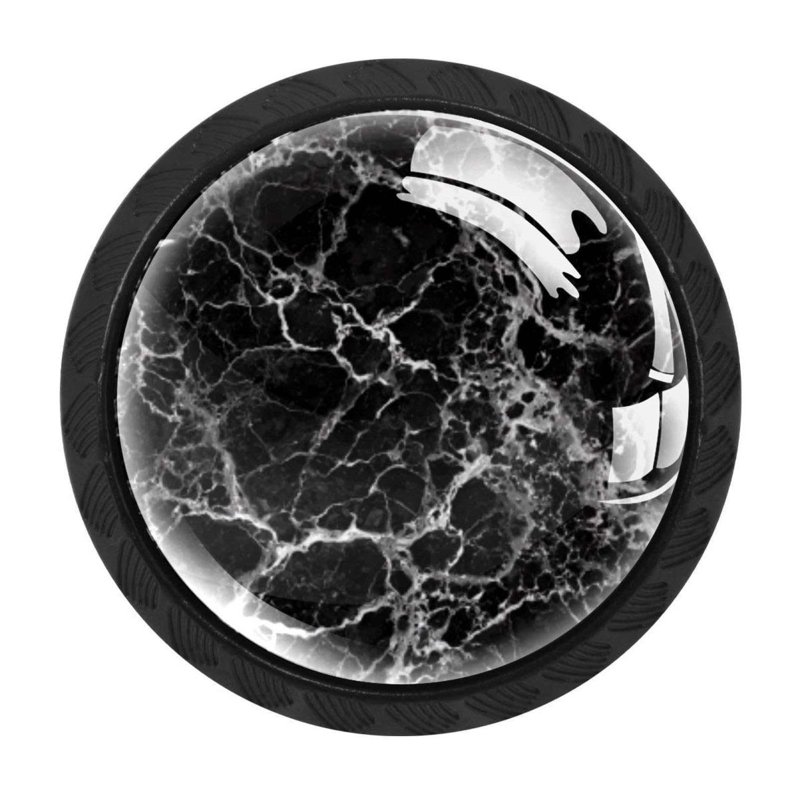 Boutons de tiroir marbre noir cristal pour remplacer poignée meuble