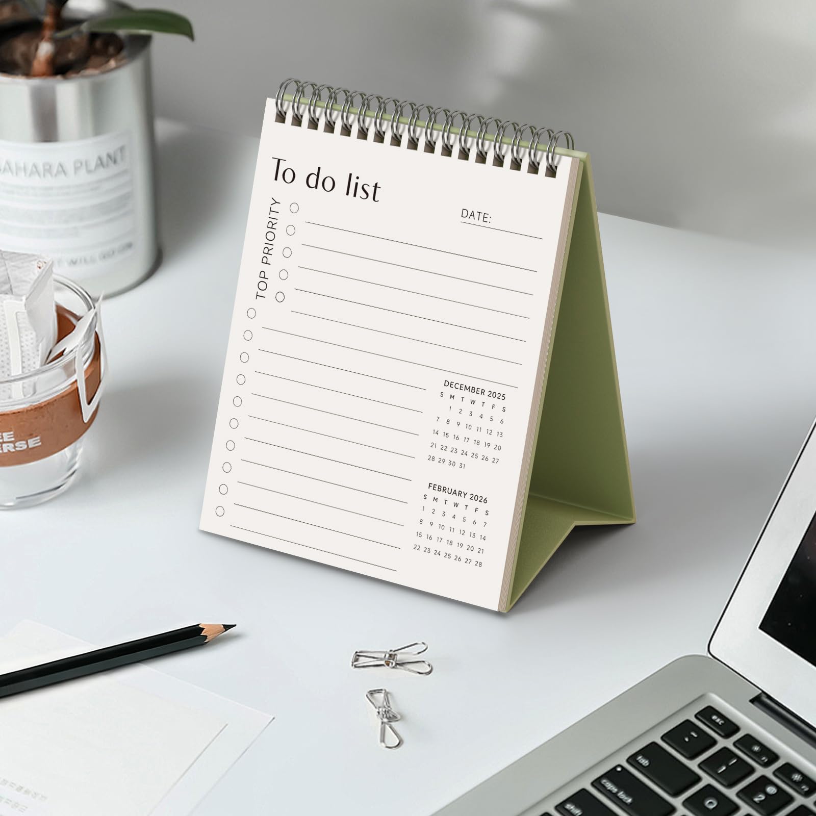 Jotsome Kleiner Tischkalender 2026, 18 Monate, stehender Flip-Kalender (15,2 x 19,1 cm) von Januar 2026 bis Juni 2027, doppelseitiges Design, ästhetischer Schreibtischkalender mit To-Do-Liste