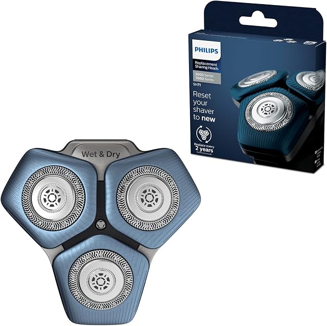 Philips SH71/50 Shaving Heads compatible with Philips Shavers Series 7000 (S7XXX) and Series 5000 (S55XX), replaces RQ12/70, RQ12/60, SH60/70, and SH70/70