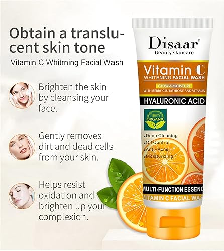 Miniatura 3 de Cuidado de la piel Vitamina C Espuma de lavado facial Ácido hialurónico Berry Glutatión Limpieza Hidratante Anti-Acné Aceite Control Esencia 3.4 fl