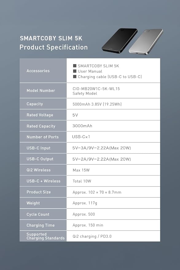 CIO Qi2 Cargador Magnético 5000mAh Power Bank iPhone 15W USB-C miniatura 11