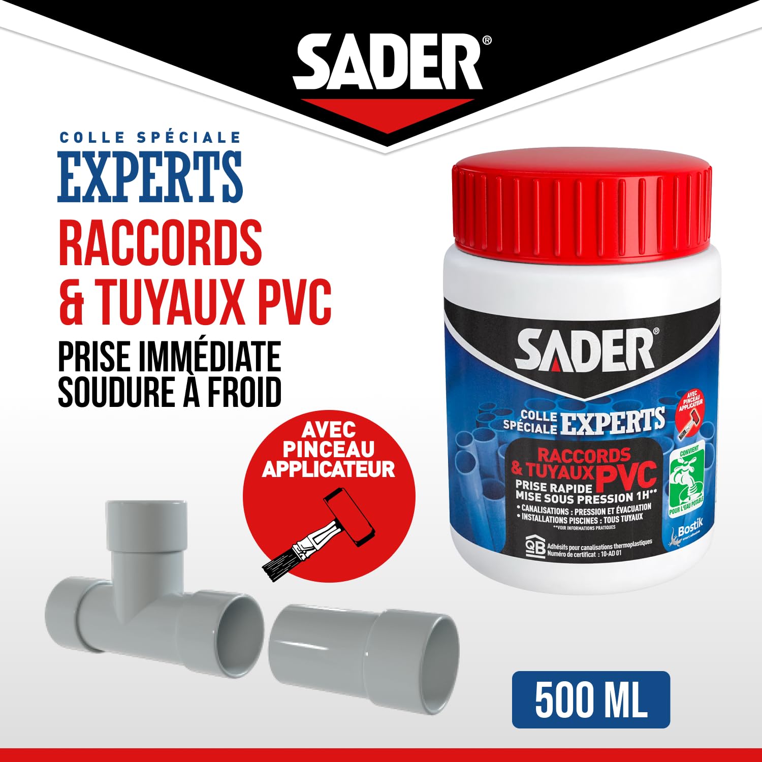 Bostik Sader Gp - Pegamento tubos y empalmes de PVC, 500 ml