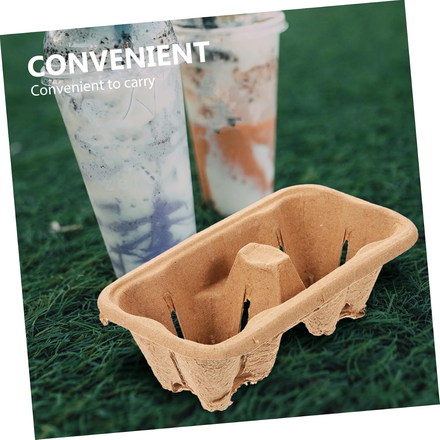Alipis 50pcs Paper Cup Carrier Tray for Takeout Drinks Eco-Friendly Drink Holder for Coffee and Tea Sturdy Cup Beverage Packaging for Restaurants and Picnics