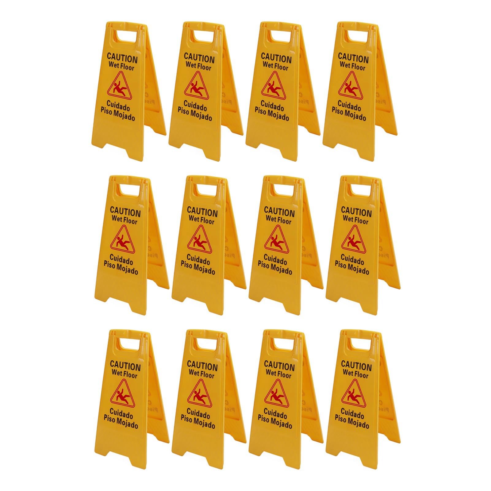 Wet Floor Sign : Foldable A Frame Caution Floor Sign Plastic 2 Sided for Indoor Outdoor Use, 12Pcs