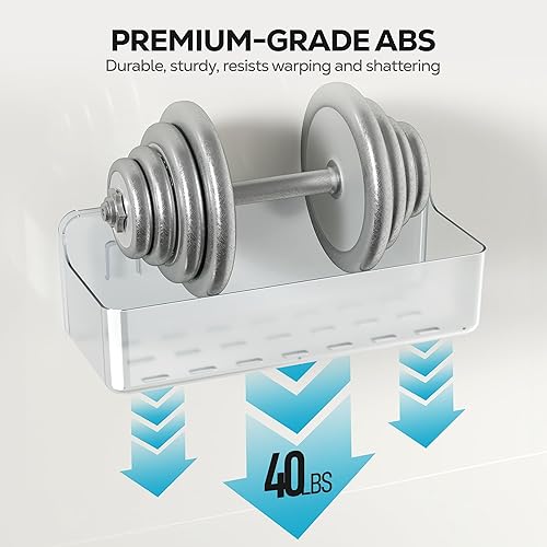 Miniatura 6 de Nieifi Estante adhesivo de pared, paquete de 5 unidades con soporte para jabón, organizador de ducha para organización de baño, transparente