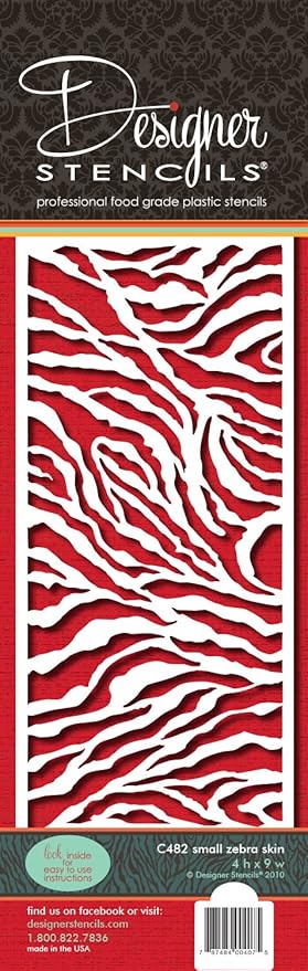C482 Zebra Skin Side Cake Stencil, 4-Inch, Beige/Semi-Transparent