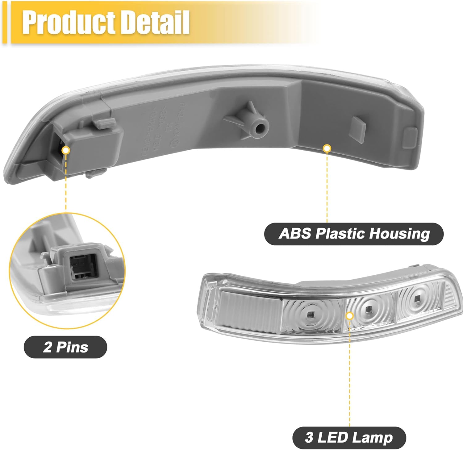 X AUTOHAUX Car 3 LED Front Right Side Mirror Turn Signal Light 87623-2P000 for Kia Sorent 2012-2015