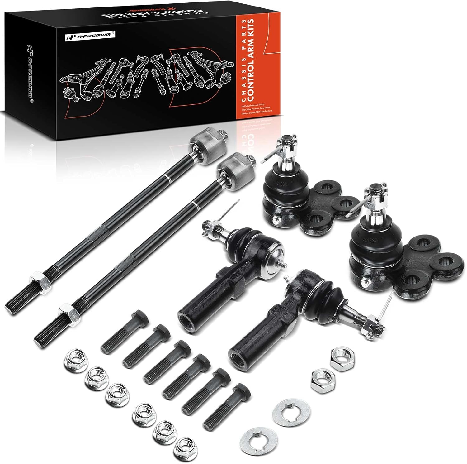 A-Premium Set of 6, Lower Ball Joint, Inner Outer Tie Rod End, Compatible with Cadillac DeVille 00-05, Seville 98-04, Buick LeSabre 00-05, Park Avenue 97-05, Riviera 97-99, Pontiac Bonneville 00-05