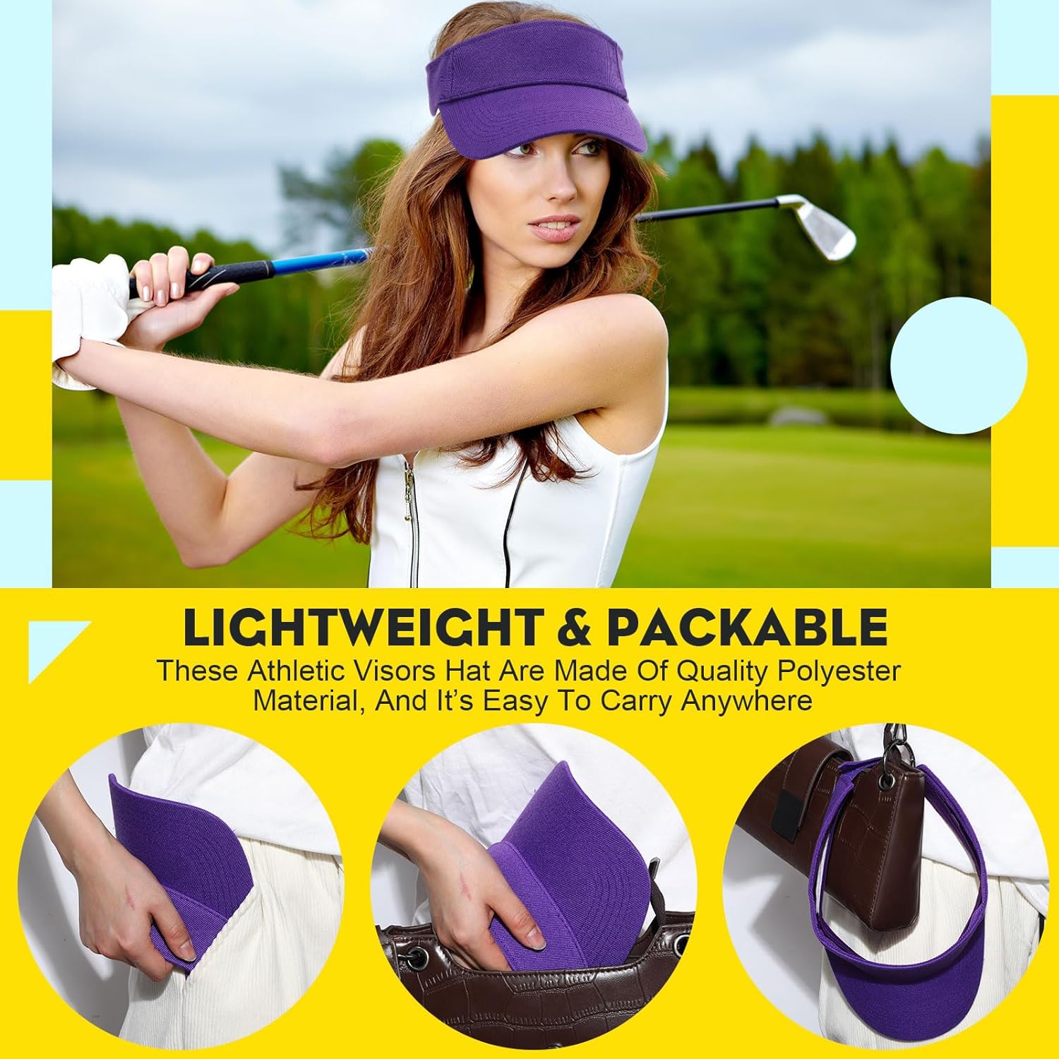 Silkfly 50 Pack Sun Visor Caps Adjustable Sports Athletic Cap UV Protection Sun Visor Hat Men Women Tennis - Image 3