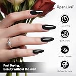 OpenLive 16.5ml Black Nail Polish Large Volume Quick Drying Nail Polish, Fast Drying and Long Lasting Color Nail Art DIY Home Manicure Gift for Women