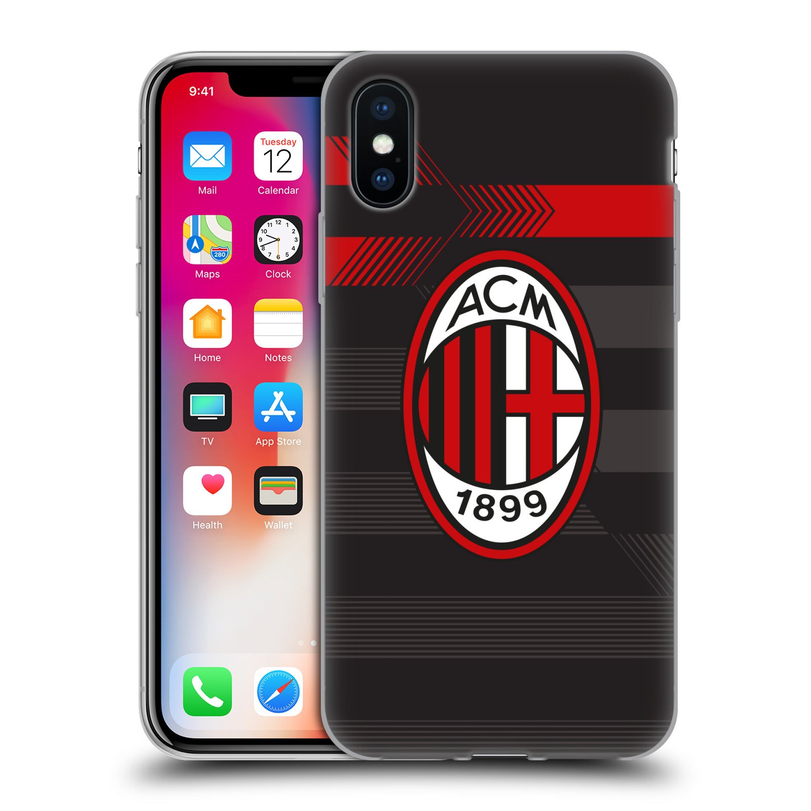 Head Case Designs Licenza Ufficiale AC Milan Terza Maglia 2018/19 Kit Cresta Custodia in Gel [Protezione di Grado Militare] Compatibile con Apple iPhone X/iPhone XS E Compatibile con MagSafe