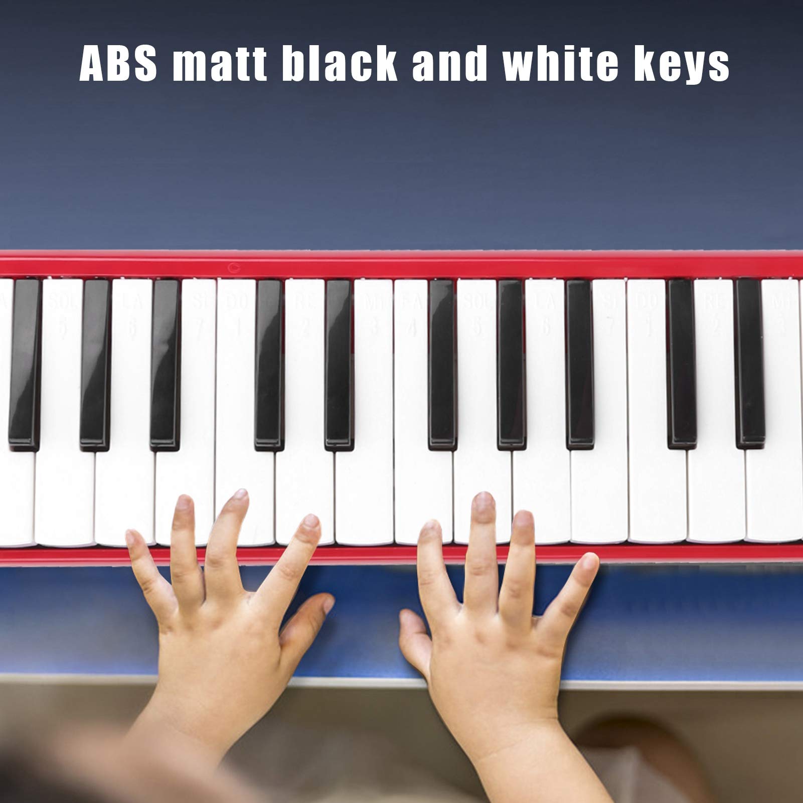 Melodica 32 touches de Piano Instrument de Piano avec sac de rangement pour débutants étudiants mélomanes Instrument de musique à vent(rouge)