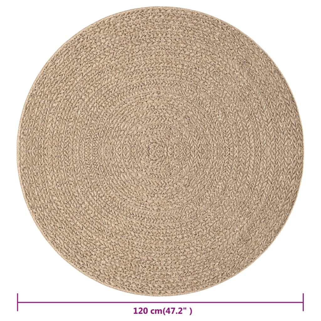 Dywan o wyglądzie juty wewnątrz i na zewnątrz, 120 cm, dywan do użytku wewnątrz na zewnątrz, dywan na taras, dywan letni
