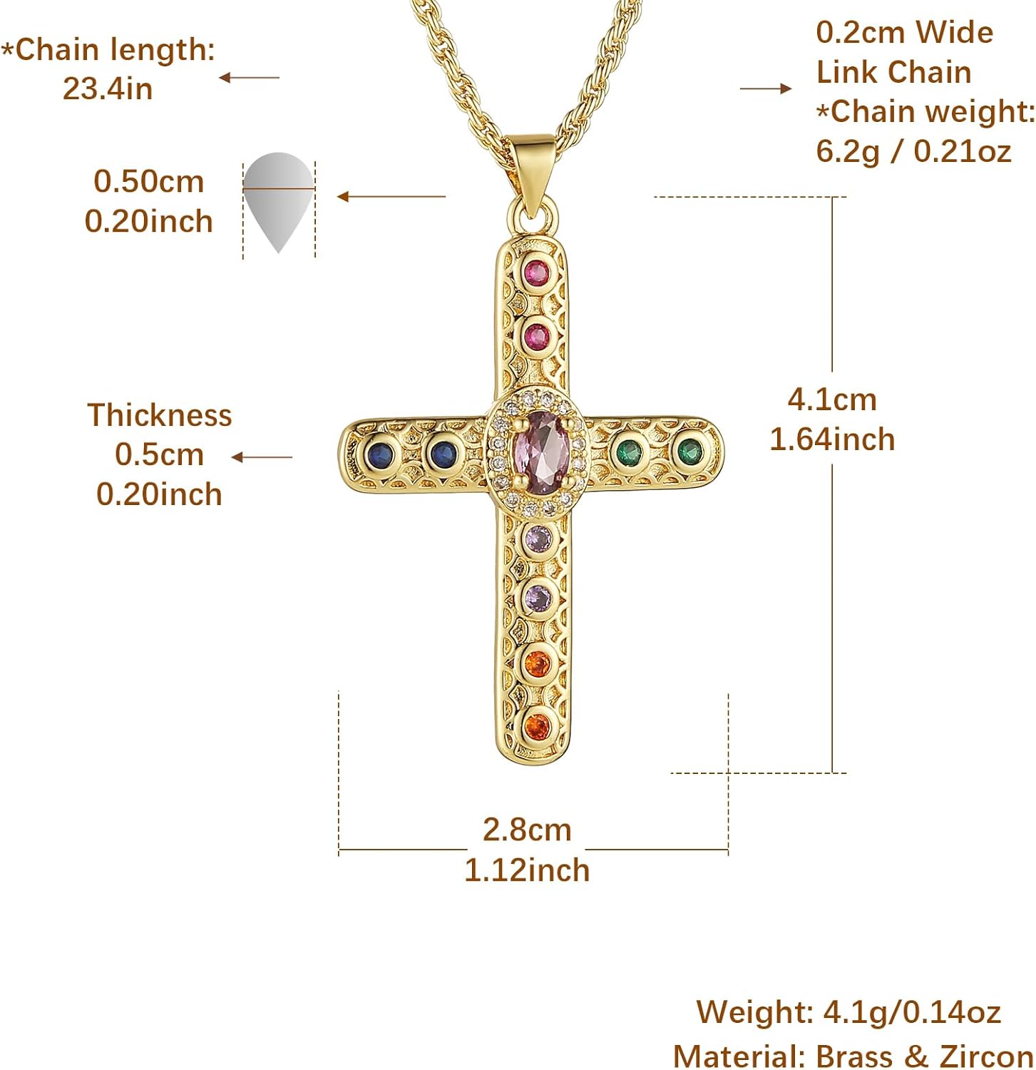 HZMAN Gold Cross Necklace for Women 18K Gold Plated Necklace Dainty Retro Cubic Zirconia Cross Necklace Pendant Jewelry Gift - Image 6