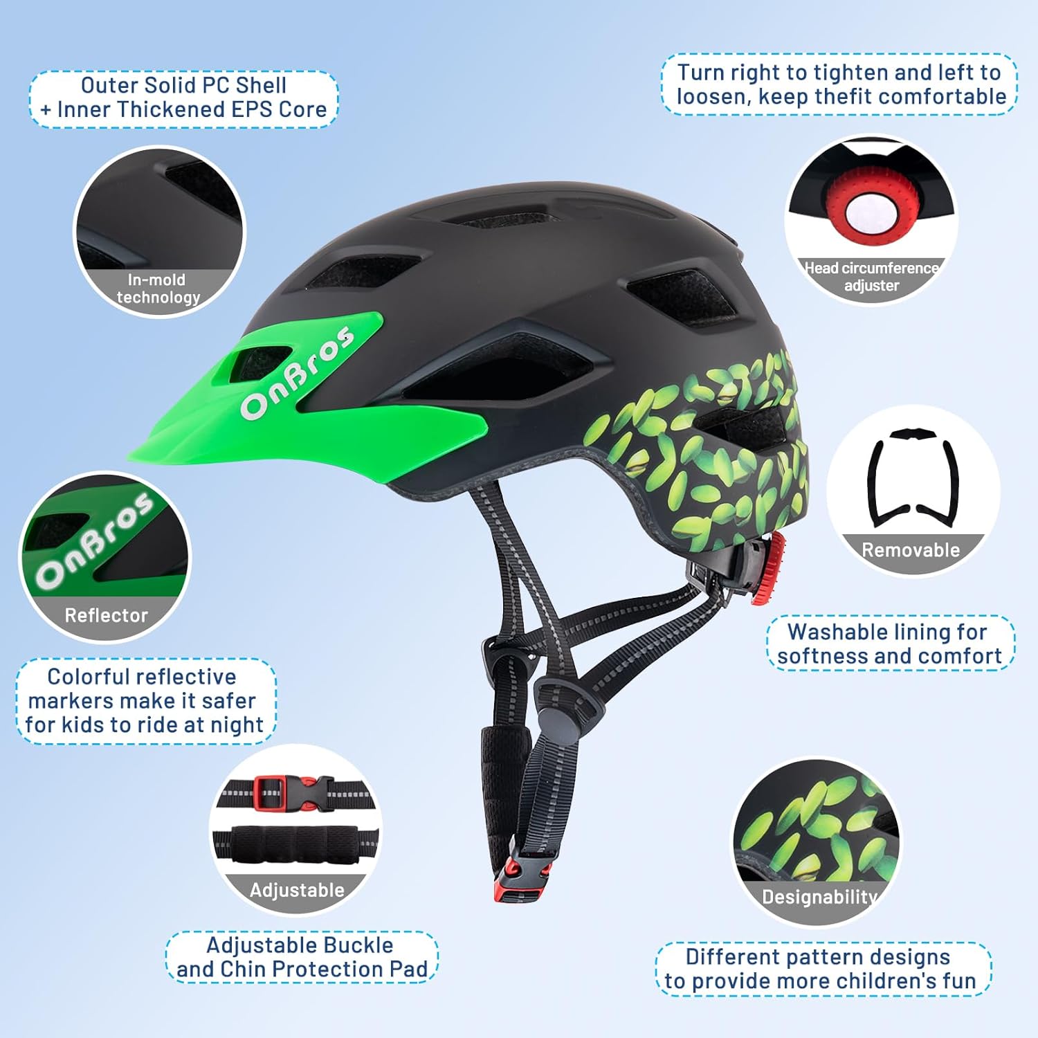 Kids Bike Helmet, Helmet for Kid 5-8-12-14 Ages Kids Helmet Boys and Girls, Bicycle for Kids with Visor, Lightweight and Adjustable Youth Bike Helmet for Scooter Road Cycling 50-57CM