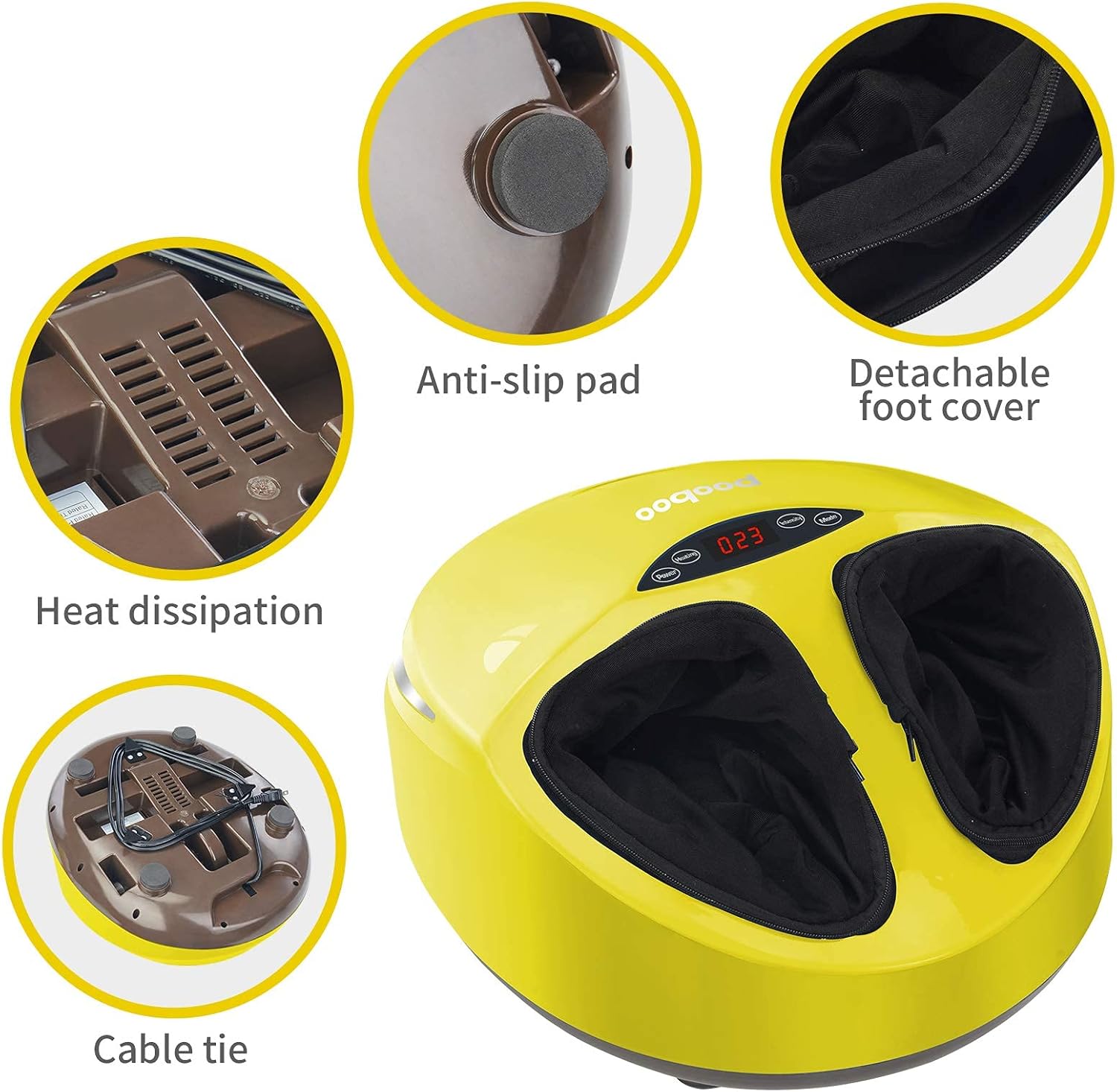 Uр Tо 40% оƒƒ GEHK Electric Foot Massages Machine with Infrared Heat,Shiatsu Foot Massager,Deep Kneading Relieve Foot Pain,Adjustable Intensity,Relax for Home or Office,Max Fits Men Size 12 (Yellow)