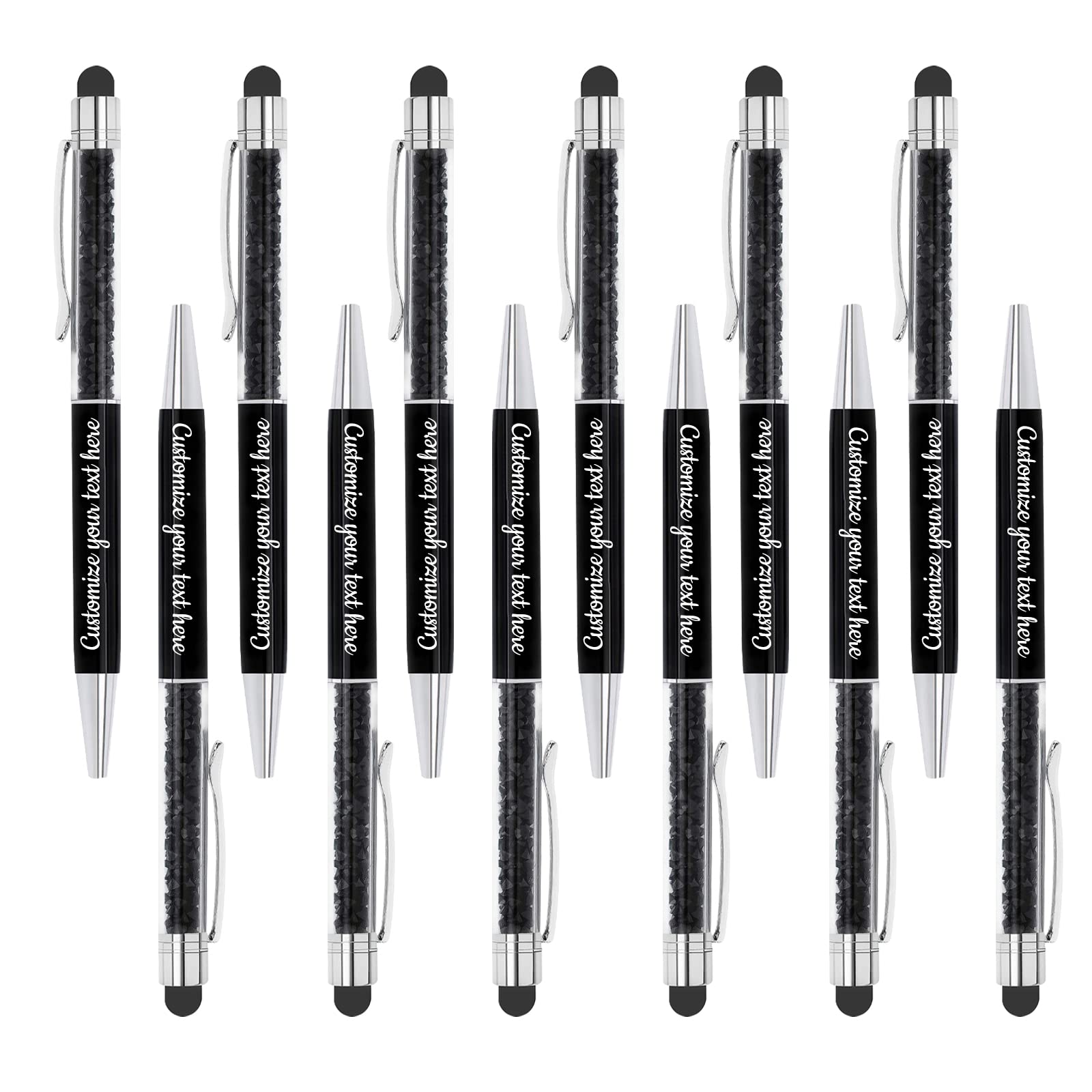 LINMQIU Up to 300 Ballpoint Pens, Engraved Text Metal Ballpoint Pens with Black Ink, Soft Touch, Personalized Pens with Engraved Gift Names, Suitable for Graduation, Office, School - 120PC