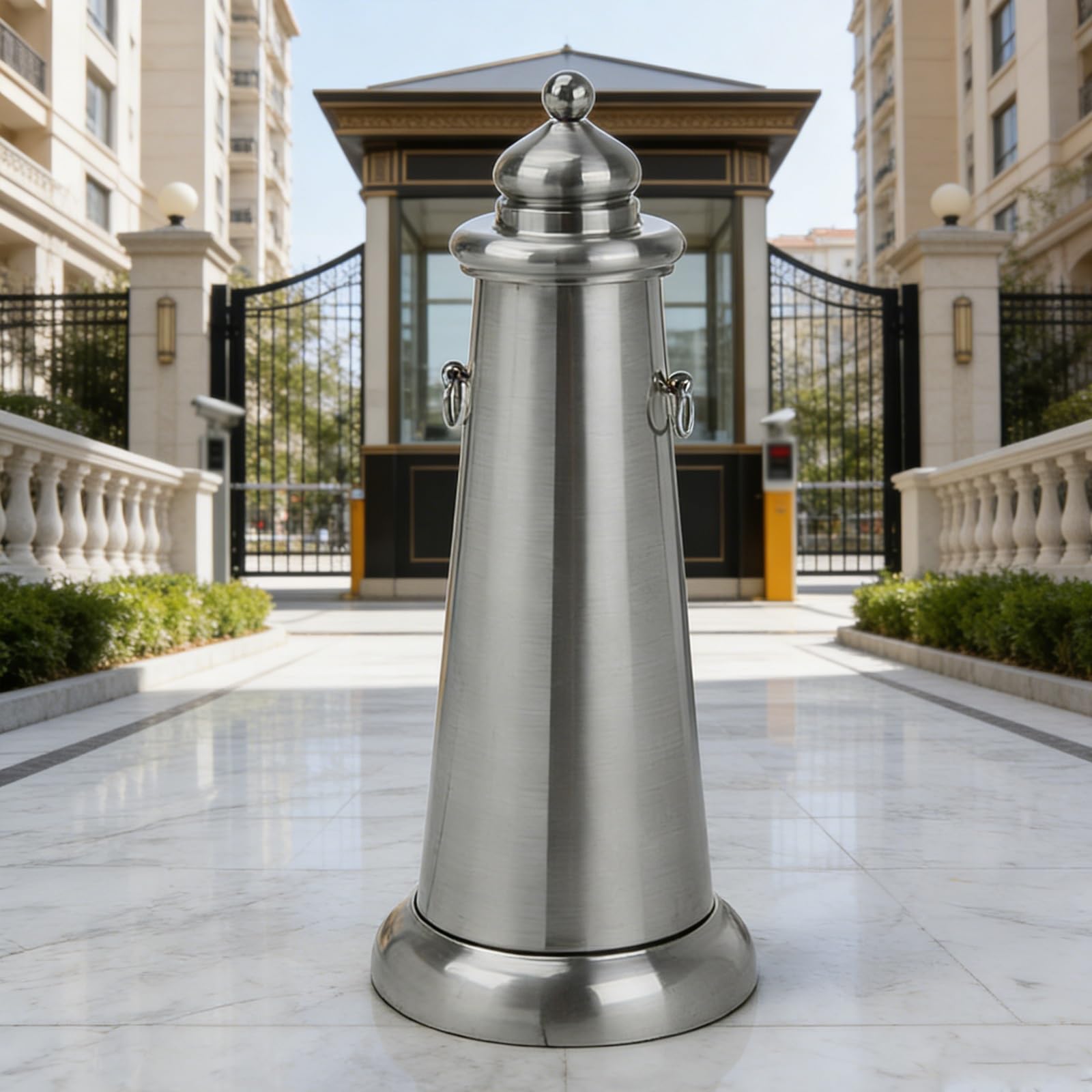 Conos Señalizacion, Conos de Advertencia Metálicos, Diseñados con Anillos Laterales, Superficie Lisa, Base Estable, para Zonas Residenciales y Centros Comerciales(Gold)