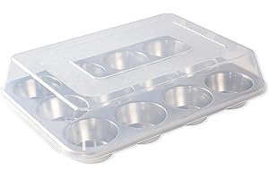 Nordic Ware Naturals 12 Cavity Muffin Pan with Glass Dome Lid