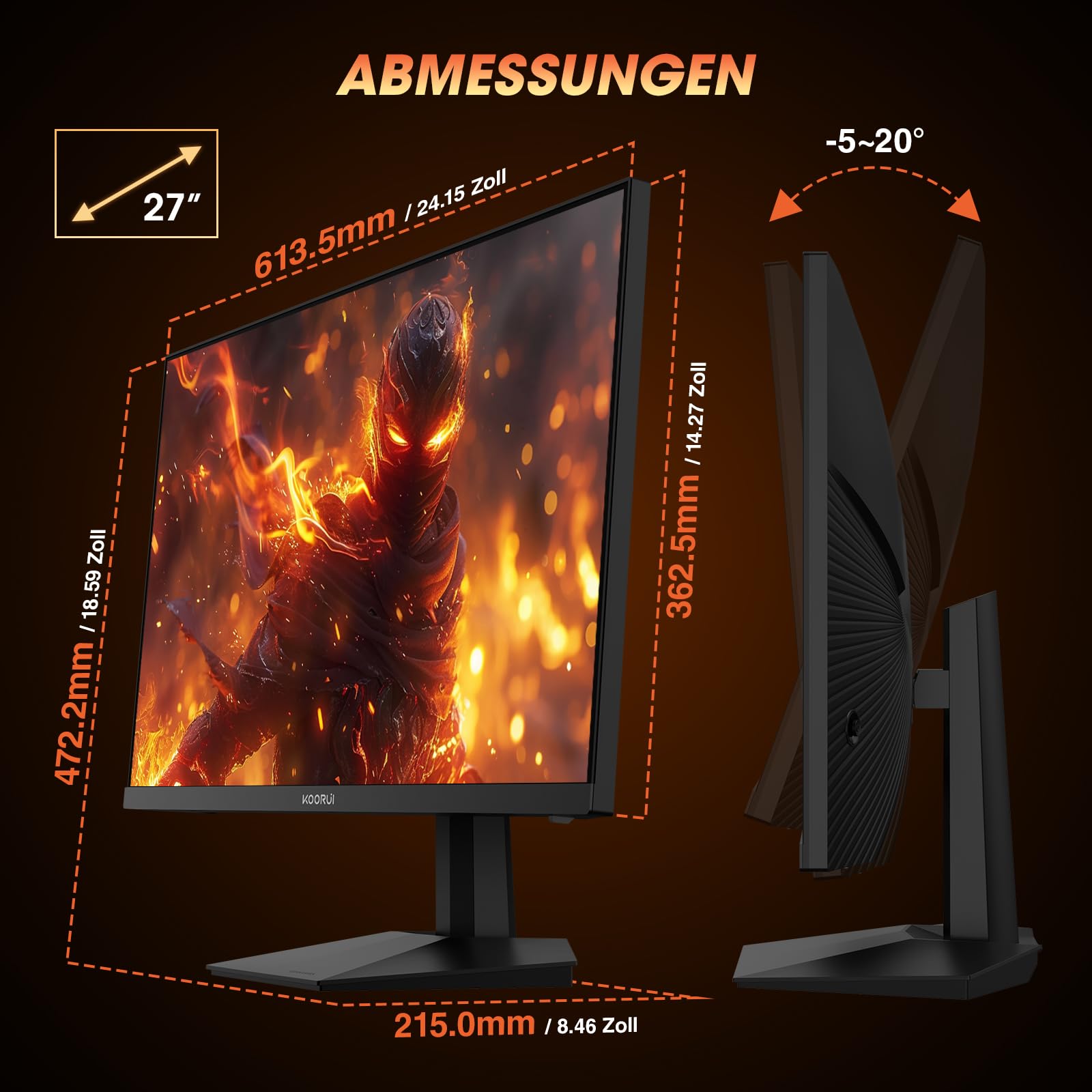 Amazon.com: KOORUI 27 Inch Gaming Monitor 240hz, 1ms, FHD