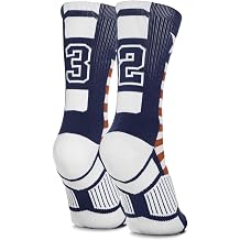 ChalkTalkSPORTS Custom Team Number Socks - USA Red White Blue Mid-Calf