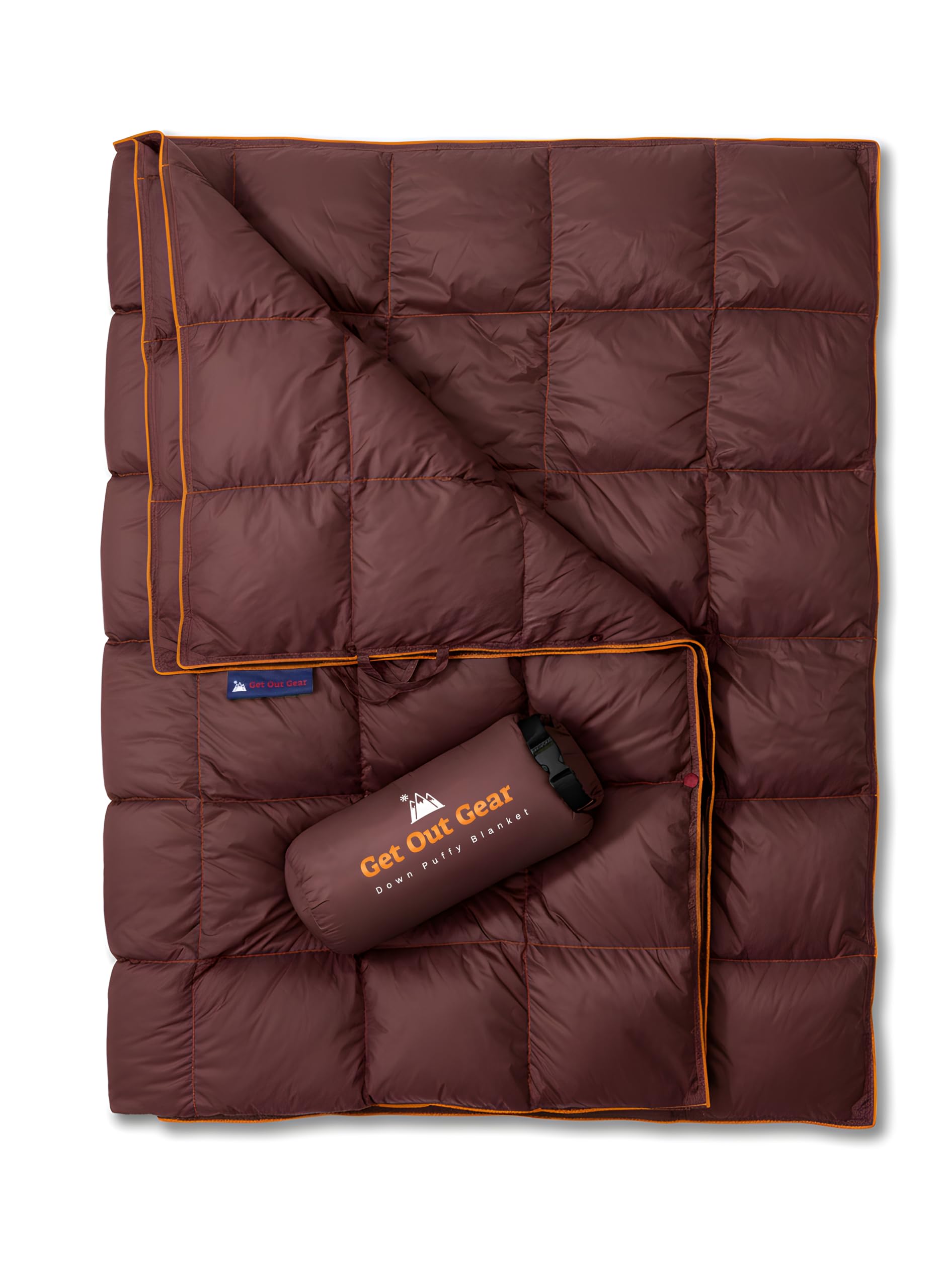 Get Out Gear Down Camping Blanket - Puffy, Packable, Lightweight and Warm | Ideal for Outdoors, Travel, Stadium, Festivals, Beach, Hammock | 650 Fill Power Water-Resistant Backpacking Quilt