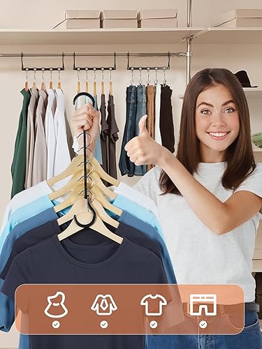 Miniatura 2 de HOUSE DAY Perchas negras que ahorran espacio, organizador inteligente para armario, ahorro de espacio, perchas de plástico resistentes para todo