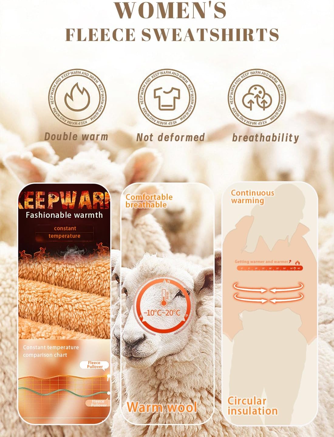 Women's Fleece Sweatshirts Half Zip Pullover Long Sleeve Oversized Workout Crop Tops Hoodie With Pocket - Image 6