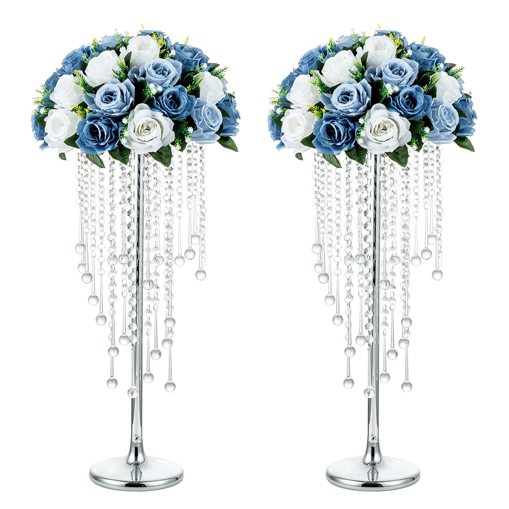 Vase en argent de mariage pour créer une décoration de table de fête chic et haute