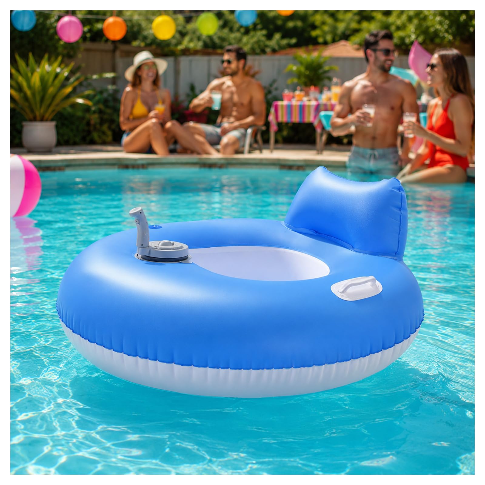 ZHENYUWANG Rechargeable electric pool float Round