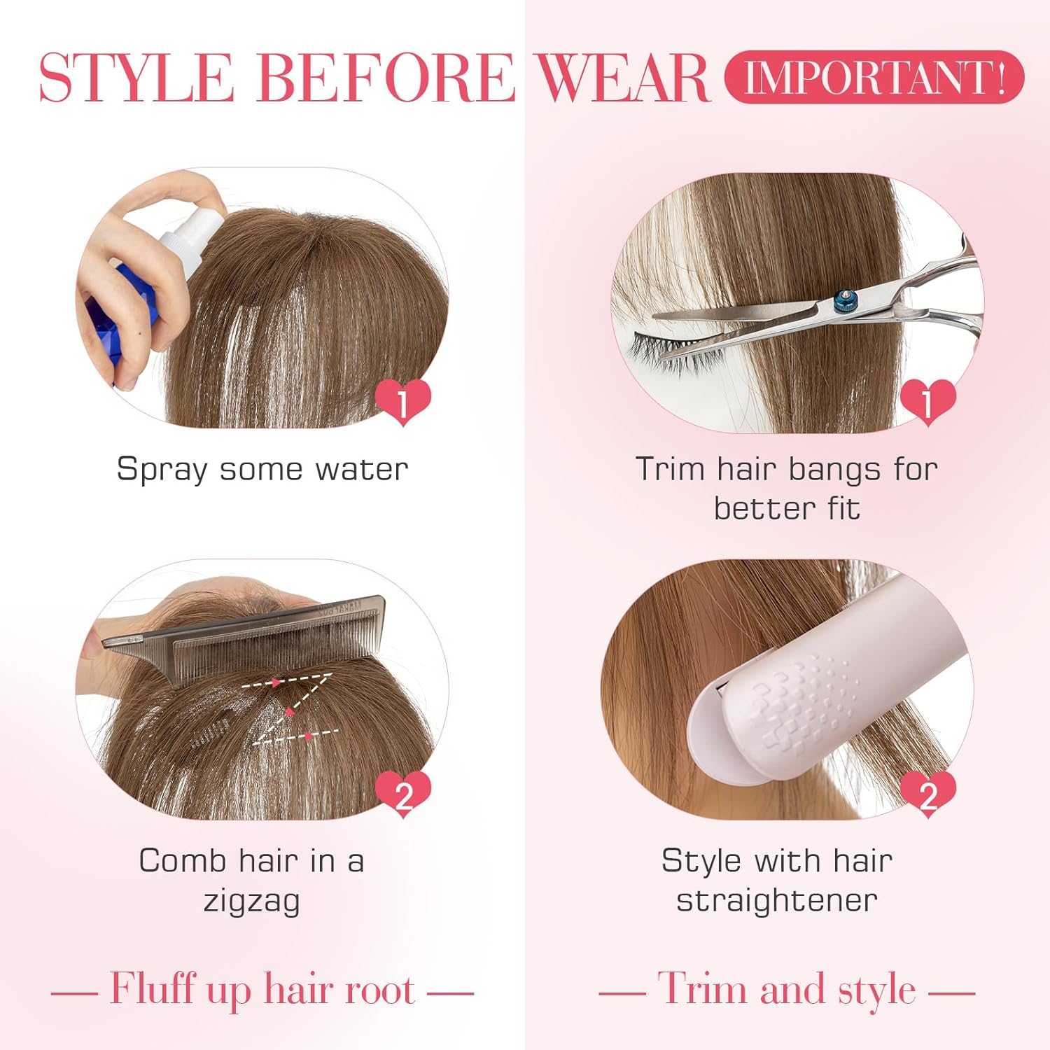 Hairro Clip In Bangs Wispy Hair Toppers For Women Remy Human Hair Short Thin Topper Hairpieces 3D Cover Clip On Fake Air Bang 11 Inches 14.5g #04 Medium Brown