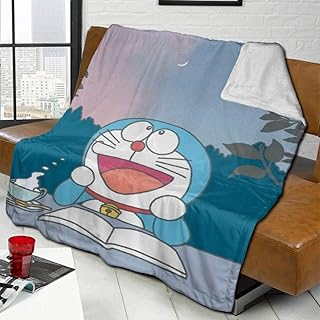 Chunwei Anime Cartoon Dor-aem-on I'm Dor-aem-on Manta de Tiro Mixta, Manta de Cama de Lana de Cordero sólida, esponjosa y esponjosa, tamaño Queen, colchas para sofá, Cama, sofá, 80 x 60 Pulgadas