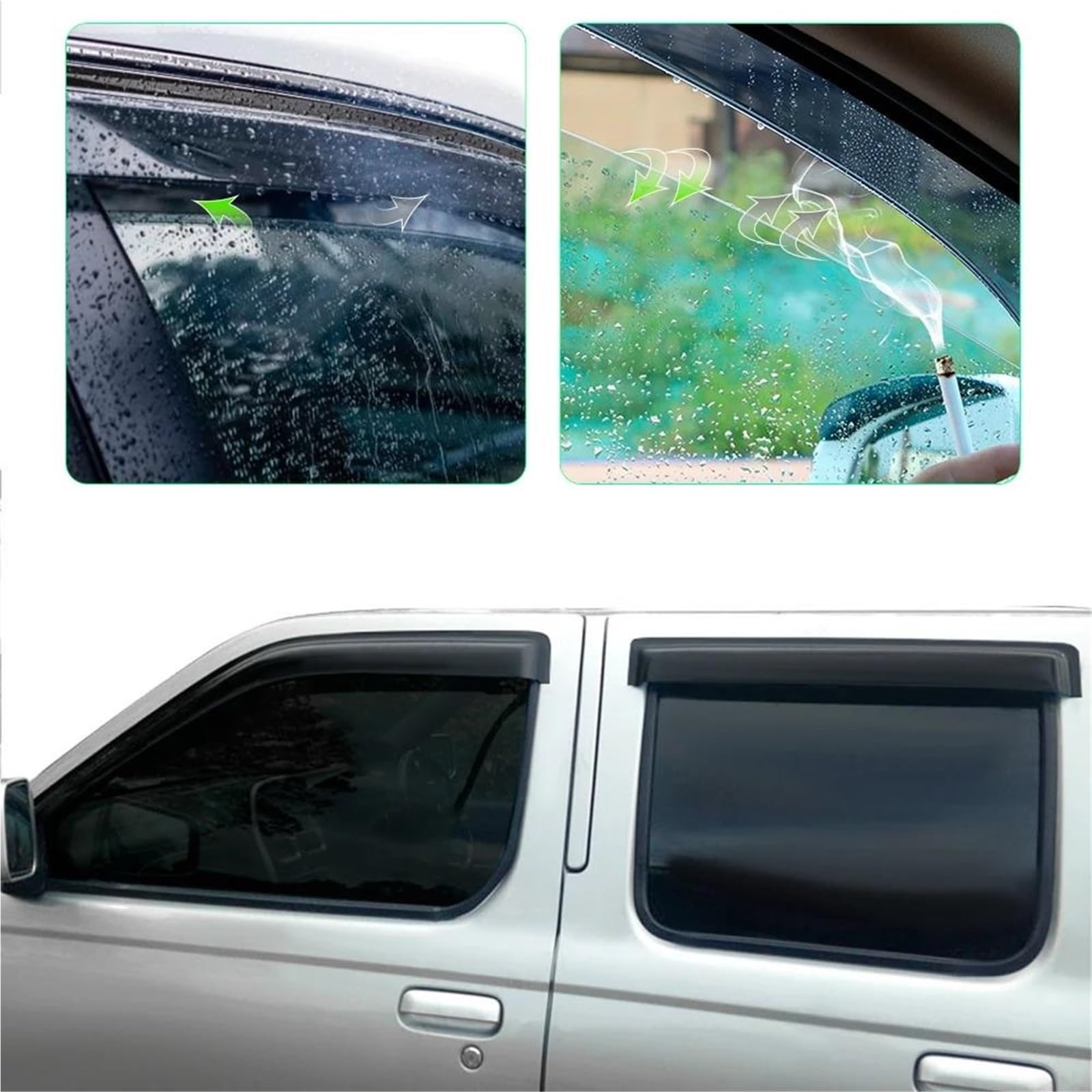 Viseras Viento para Nissan para Navara 1997-2005, Doble Cabina, Negro Mate, Deflector De Viento, Visera Protectora para Ventana. Guardias Lluvia