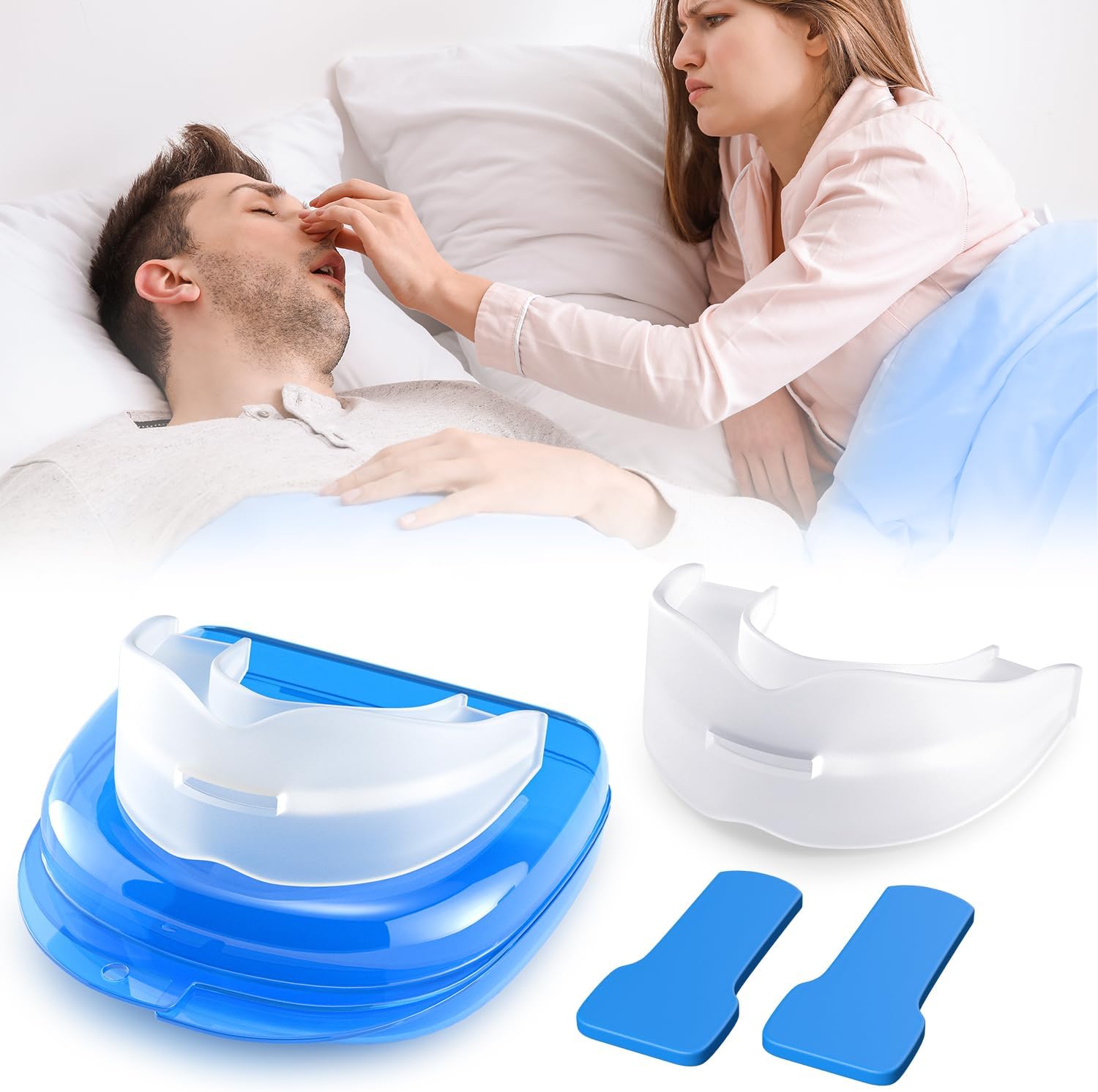 Douzino Anti-Snoring Mouth Guard, Adjustable Anti-Snoring Device, Snoring Solution for Men & Women Sleep, Professional & Reusable Anti-Snoring Mouthpiece(2 Pack)